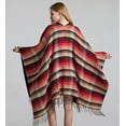 thumbnail image 3 of StylesILove Women Reversible Plaid Fringe Knitted Open Front Poncho Cape Oversized Cardigan Cozy Wrap Shawl for Fall and Winter (Red), 3 of 5