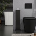 thumbnail image 4 of Toilet Paper Cabinet Christmas Gift Small Bathroom Corner Floor Cabinet with Doors and Shelves Thin Storage Bathroom Organizer for Paper Shampoo Black, 4 of 10