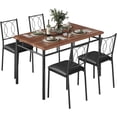 thumbnail image 1 of YUSAZENS 5 Piece Dining Set, Metal Frame Table & 4 Chairs, Compact Dinette Set for Kitchen Dining Room Small Apartment Walnut, 1 of 8