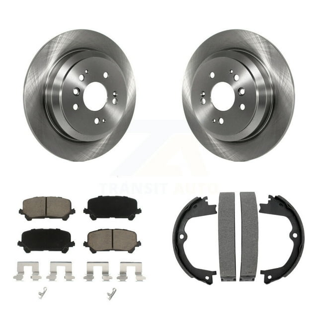 CMX Rear Disc Rotors Ceramic Pads and Parking Brake Shoes Kit for Car Honda Pilot Ridgeline Passport K8C-104022