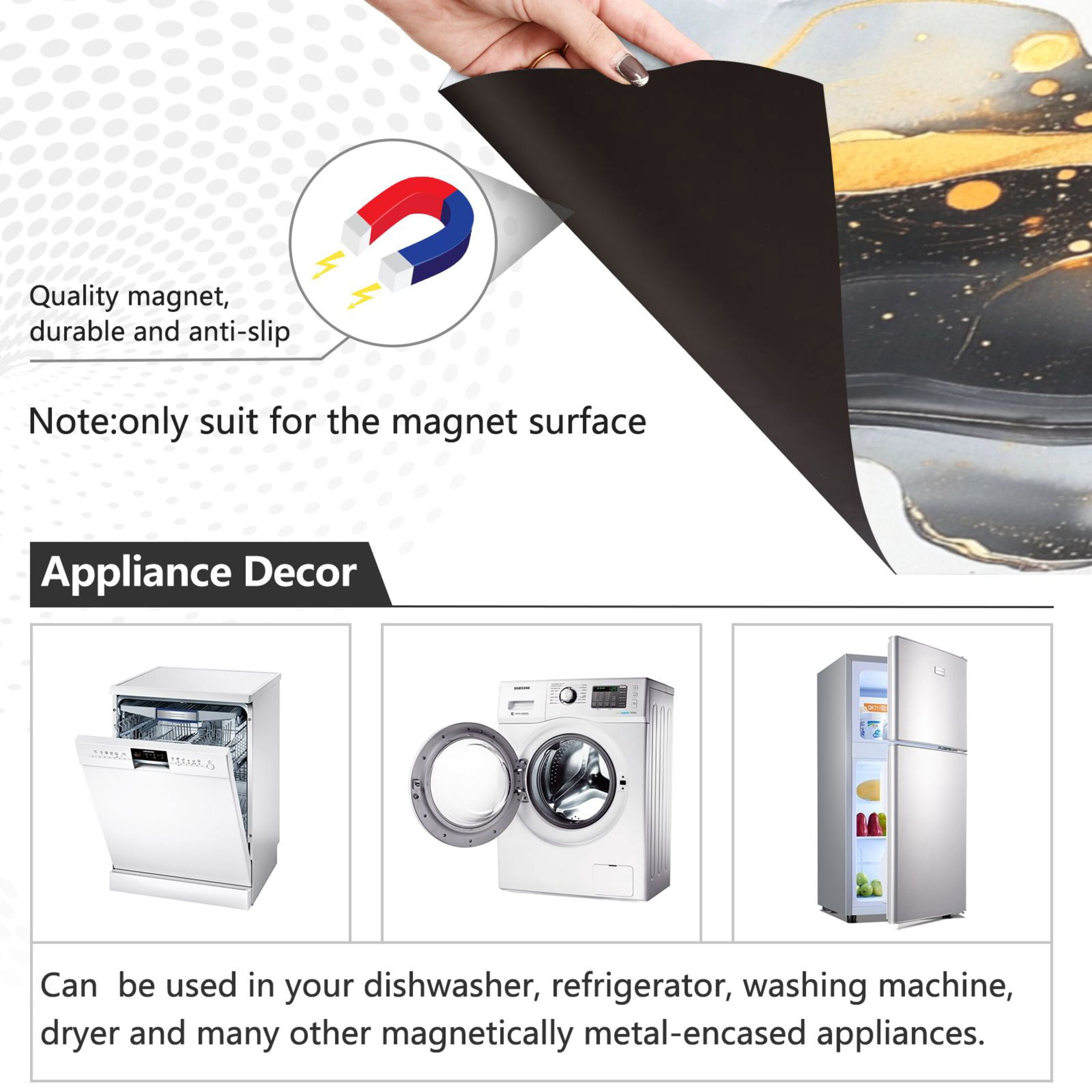 Dishwasher Magnetic Sticker 23x26 Inch Refrigerator Magnetic Sticker Washing Machine Magnetic Sticker Kitchen Panel Magnetic Sticker Home Decor Beautiful Marble Pattern
