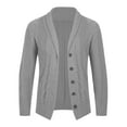 thumbnail image 3 of Zedker Men's Cardigan Sweaters Casual Wool Blend Long Sleeve Shawl Collar Buttons Down Cable Knit Sweater Gray L, 3 of 7