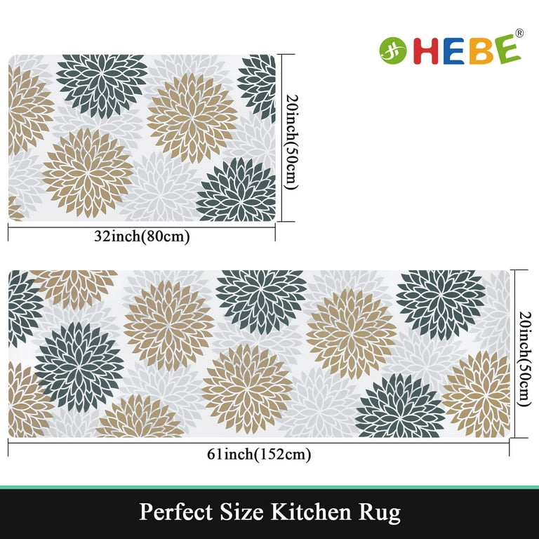 Floral Kitchen Rug Sets 2 Piece with Runner Washable Kitchen Rugs and Mats  Set Non Slip Cushioned Kitchen Floor Mat Waterproof Laundry Room Rug Runner  Bohemian Area Rug 