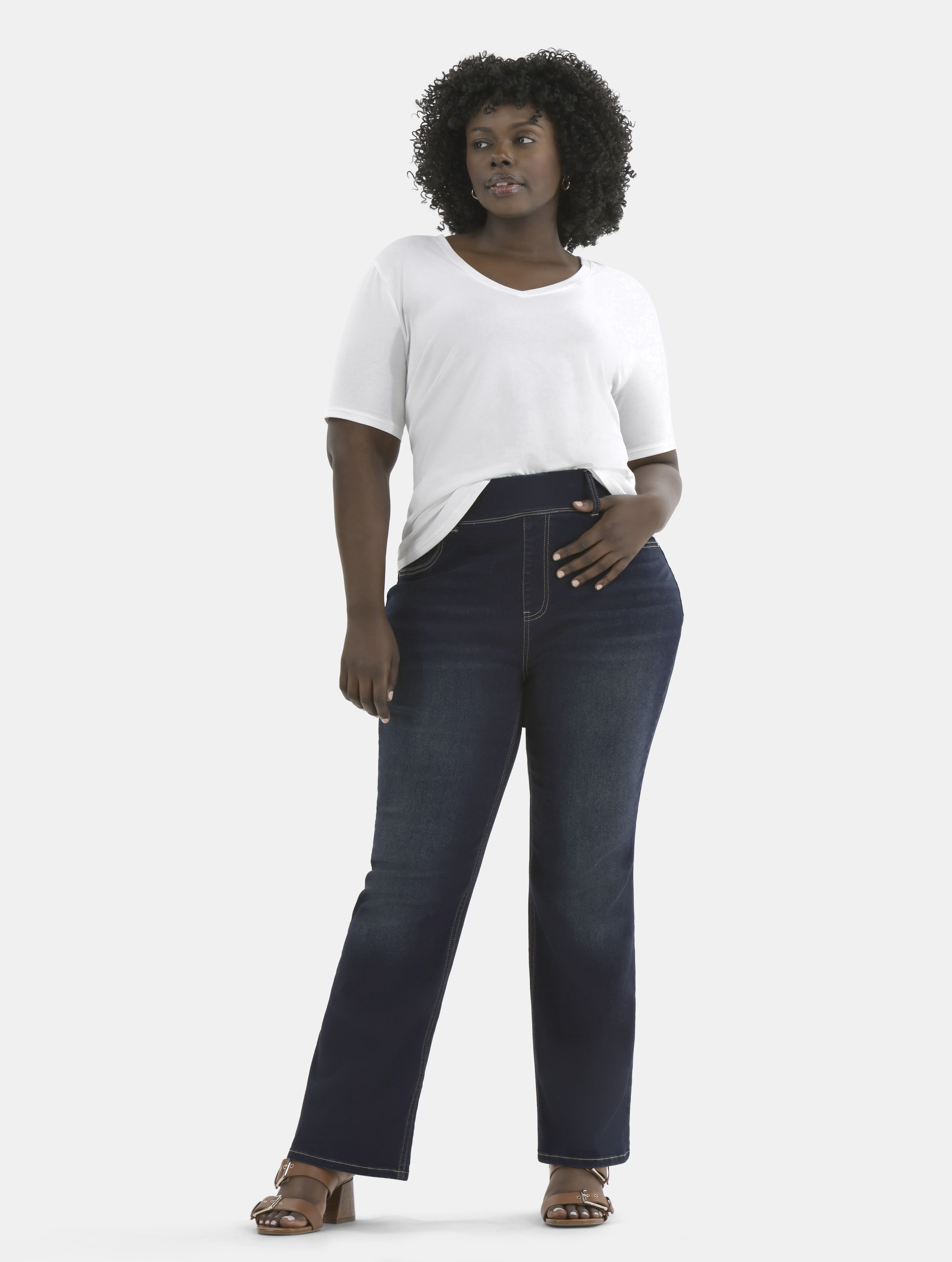 Terra & Sky Women's Plus High Rise Bootcut Jeggings, Sizes 0X-5X