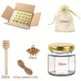 thumbnail image 2 of 101 Pcs 1.5oz Hexagonal Glass Honey Jar Set with Golden Lids Bee Charms Wooden Dippers Thank-You Tags for Wedding Favors Baby Shower Guest Gifts, 2 of 11