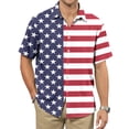 thumbnail image 7 of adaychics Patriotic Hawaiian Shirts for Men American Flag Casual Lapel Short Sleeve Button Up Beach Shirt Daily Wear, 7 of 7