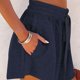 thumbnail image 3 of Pantalones cortos con cordón para mujer, cintura elástica, cintura alta, bolsillos laterales de Color puro, pantalones cortos de pierna ancha para mujer, 3 of 6