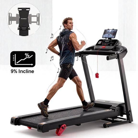 3HP Space-Saving Folding Treadmill with 9% Incline & 71  Workout Programs, App Connectivity, Quiet Operation for Home Use