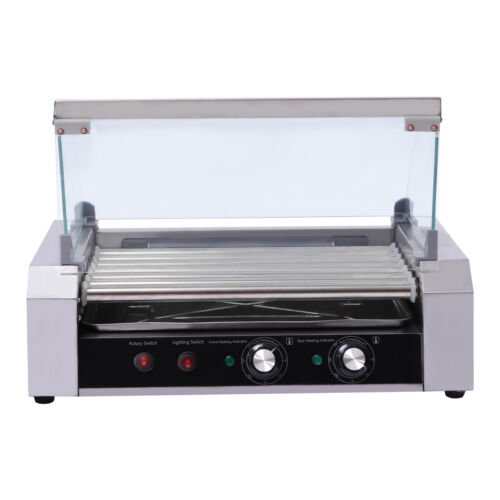 Commercial Electric 18 Hot Dog 7 Roller Grill Cooker Machine w/ Glass