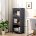 thumbnail image 4 of Gabinete moderno de bambú para sala de estar, muebles para sala de estar, soporte para caída al suelo, puerta de vidrio para dormitorio, estante en capas, 4 of 4