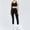Black, variant on SKQIT Women's 2 Piece Workout Set Ruched Longline Sports Bra & High Waisted Leggings Removable Pads Yoga Pilates Outfit