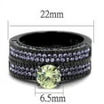 thumbnail image 2 of TK2672 - IP Light Black  (IP Gun) Stainless Steel Ring with AAA Grade CZ  in Apple Green color Size 9, 2 of 4