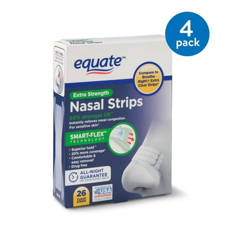 (4 Pack) Equate Smart-Flex Extra Strength Nasal Strips, 26