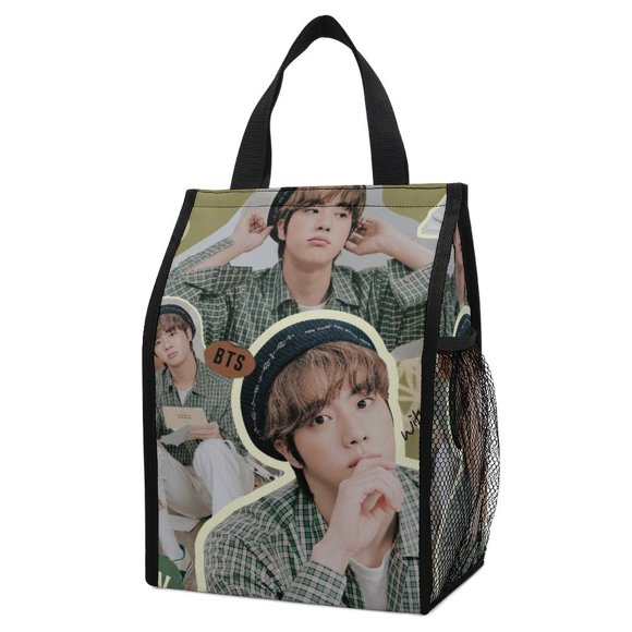 BTS Jin (61) Lunch Tote Insulated Bag With External Pocket, Reusable Large Capacity Lunch Bag Waterproof Lunch Tote-ML439