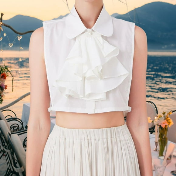 Collar con rufa blusa blusa media camisa accesorios decorativos elegantes cuello falso elegante