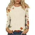 thumbnail image 4 of Ichuanyi Trendy T Shirt for Women Fall and Winter Leaf Print Graphic Tee Tops Casual Round Neck Long Sleeve Tops, 4 of 4