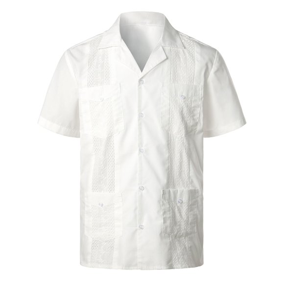 Ketyyh-chn99 Mens Short Sleeve Casual Button Down Shirts Mens Spring Summer Fashion Leisure Button Lapel T Shirt Short Sleeve Shirt Size for L,White