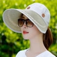 thumbnail image 6 of Fashion Straw Wide Brim Button Cap Collapsible Sun Hat Beach Face Shade Hat Dual-purpose Empty Top Hat Women's Sun Hat BEIGE, 6 of 8