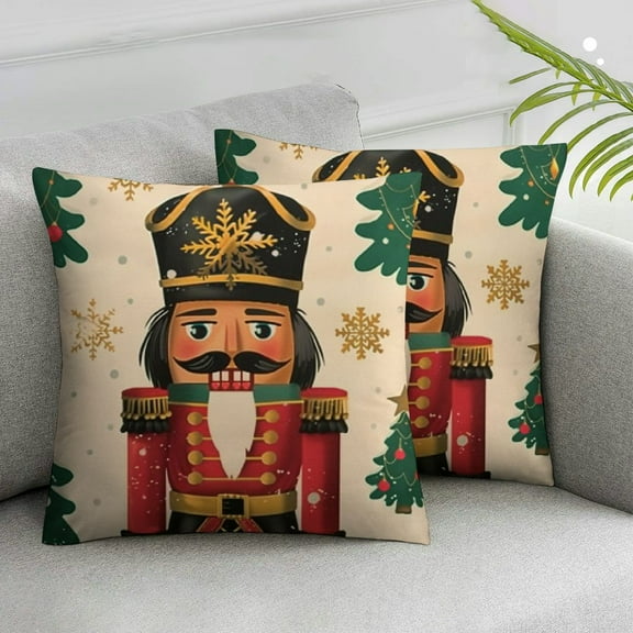 Acheng Christmas Nutcracker Pillow Covers Set of 2 Decorative Square Pillowcase Soft Cushion Case for Home Sofa Bedroom Car White