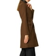 thumbnail image 5 of MODA NOVA Juniors Notch Lapel Double Breasted Belted Mid Length Trenchcoat, 5 of 7