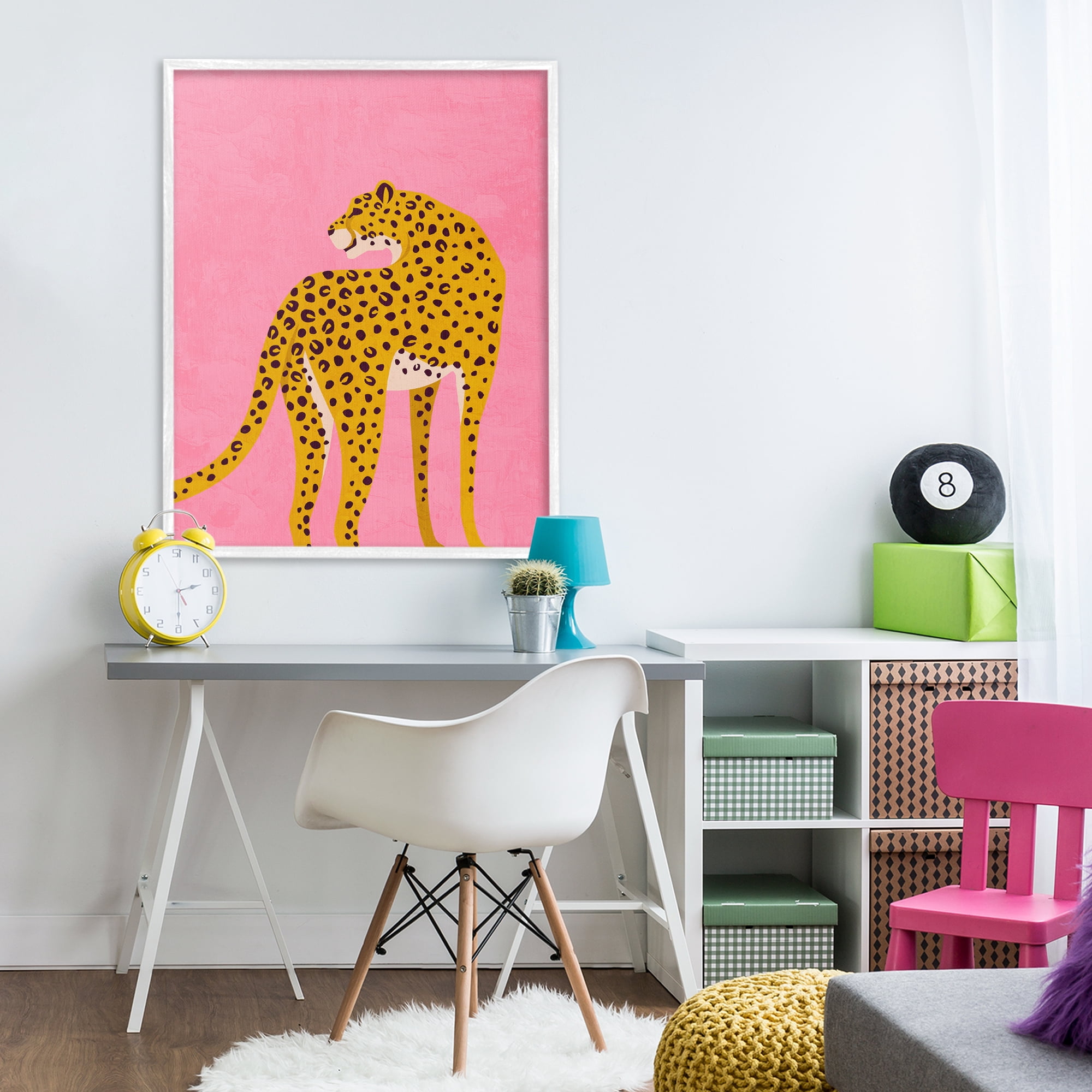 Stupell Industries Leopard on Pink Serenade White Framed Giclee Art, design by Kim Allen