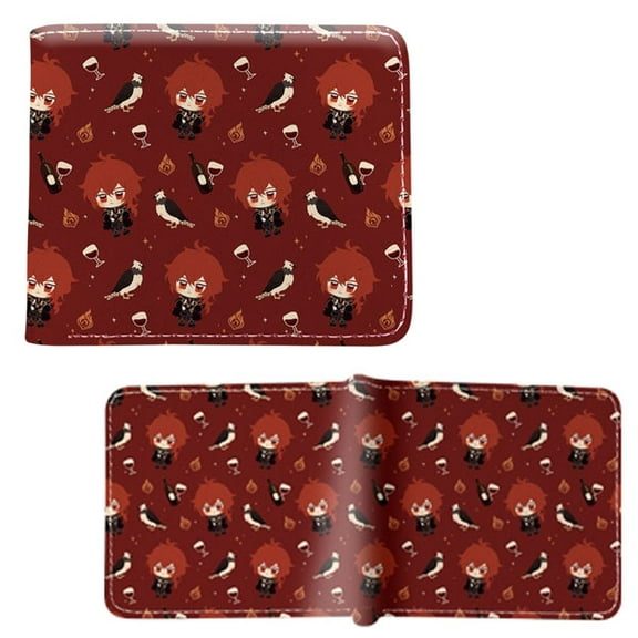 Diluc Ragnvindr Patterns - Genshin Impact 4x5" Bi-Fold Wallet