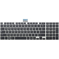 Laptop Keyboard with Silver Frame Replacement for Toshiba Satellite E50 E55-A E55D-A E55DT-A E55T-A, US Layout Black Color