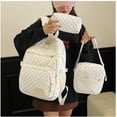 thumbnail image 2 of Clearance！Polka Dot Backpack Set 3Pcs Cute Daypack Kawaii Nylon Backpacks for Travel Daily Use White, 2 of 8