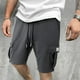 thumbnail image 4 of Pantalones Cortos de Carga de los Hombres con Cordón Sólido Cintura Deportivo Pantalones Cortos de Gimnasio con Bolsillos, Desgaste Casual de Toda la Temporada, 4 of 7