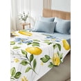 thumbnail image 4 of Summer Lemon Queen Size Flat Sheet, Wrinkleproof & Fadeproof Cooling Flat Bed Sheet Only, Yellow Fruits Botanical Spring Floral Breathable Soft Bedding Top Sheets 90 x 102 Inches, 4 of 8
