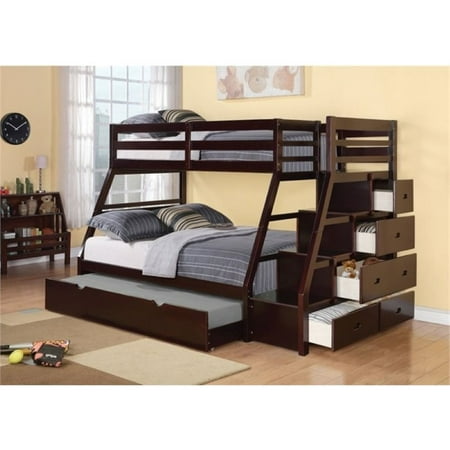 Bowery Hill Twin over Full Storage Bunk Bed with Trundle in (Best Wood For Bunk Beds)