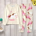thumbnail image 5 of Tfken Kids Girls Sleepwear Set Crew Neck Long Sleeve Cartoon Print 2Pc Fashion Silky-Soft Outfits Size 2 Years-3 Years Beige, 5 of 5