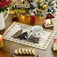 thumbnail image 3 of mubwai Watercolor Brown Buffalo Plaid Christmas Trees Placemats Set of 4, 12x18 Inch Winter Table Mats for Party Kitchen Dining Decoration, 3 of 6