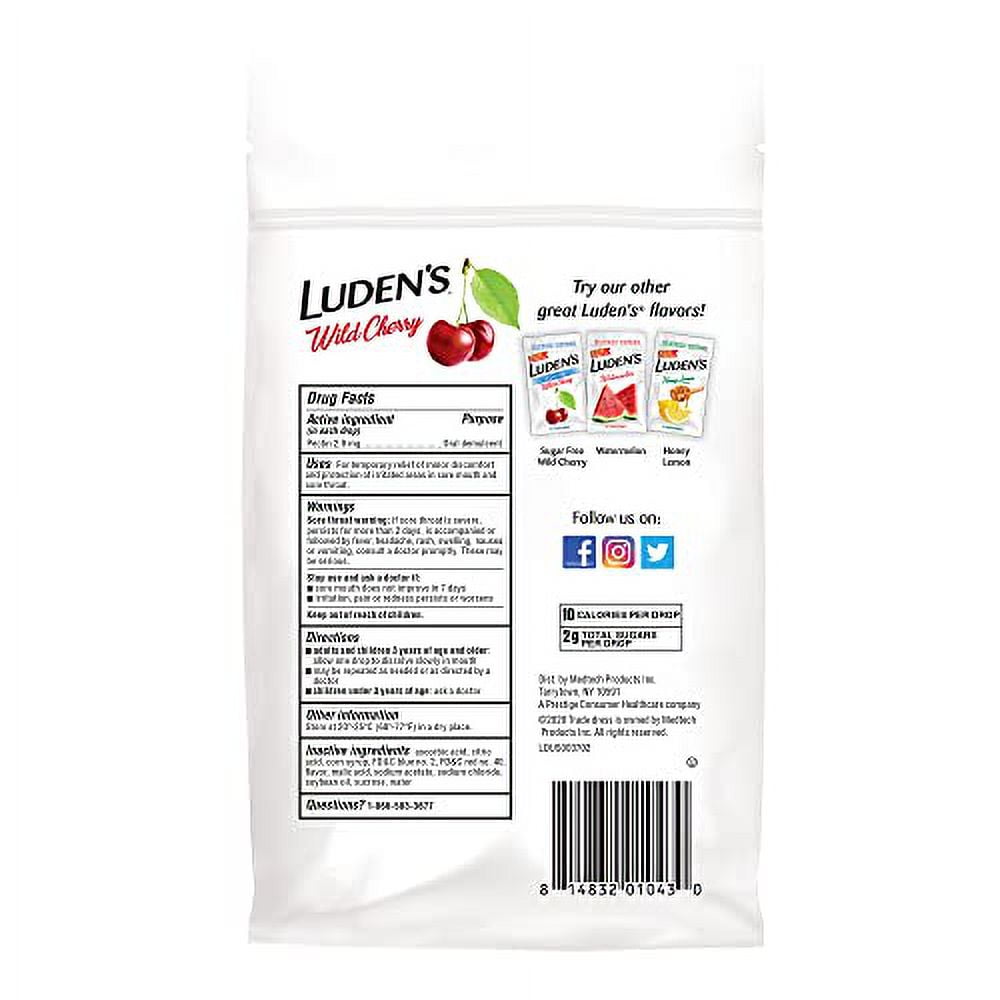 (6 pack) Luden's Wild Cherry Throat Drops | Deliciously Soothing | 30 Drops | 1 Bag