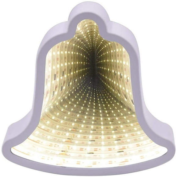 LED Neon Sign Lights, Bell Tunnel Lamp Bell Sign Night Light 3D Infinity Mirror Light for Christmas Party Kids Room Decoration (White)