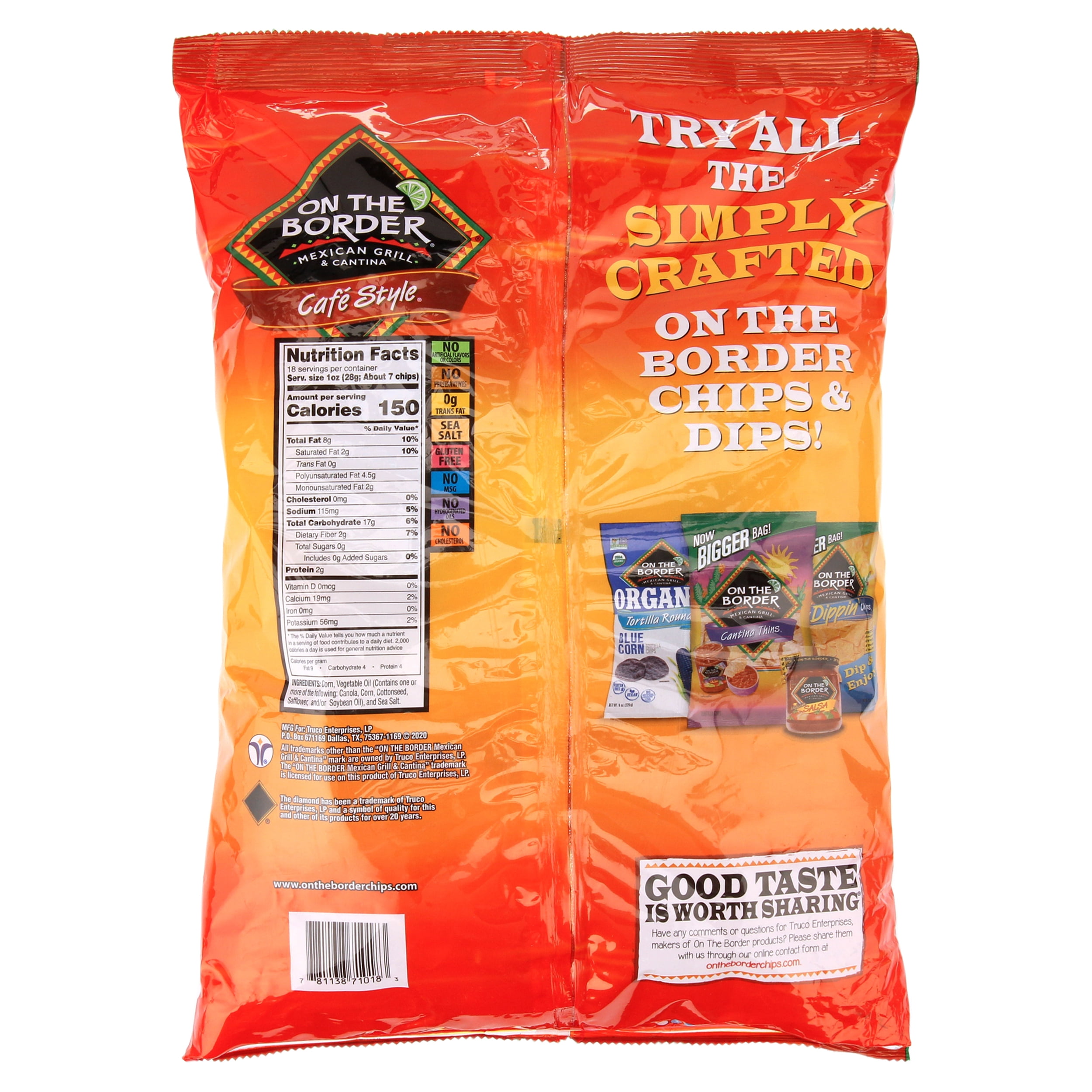  On The Border Cafe Style Tortilla Chips, 11 Ounce