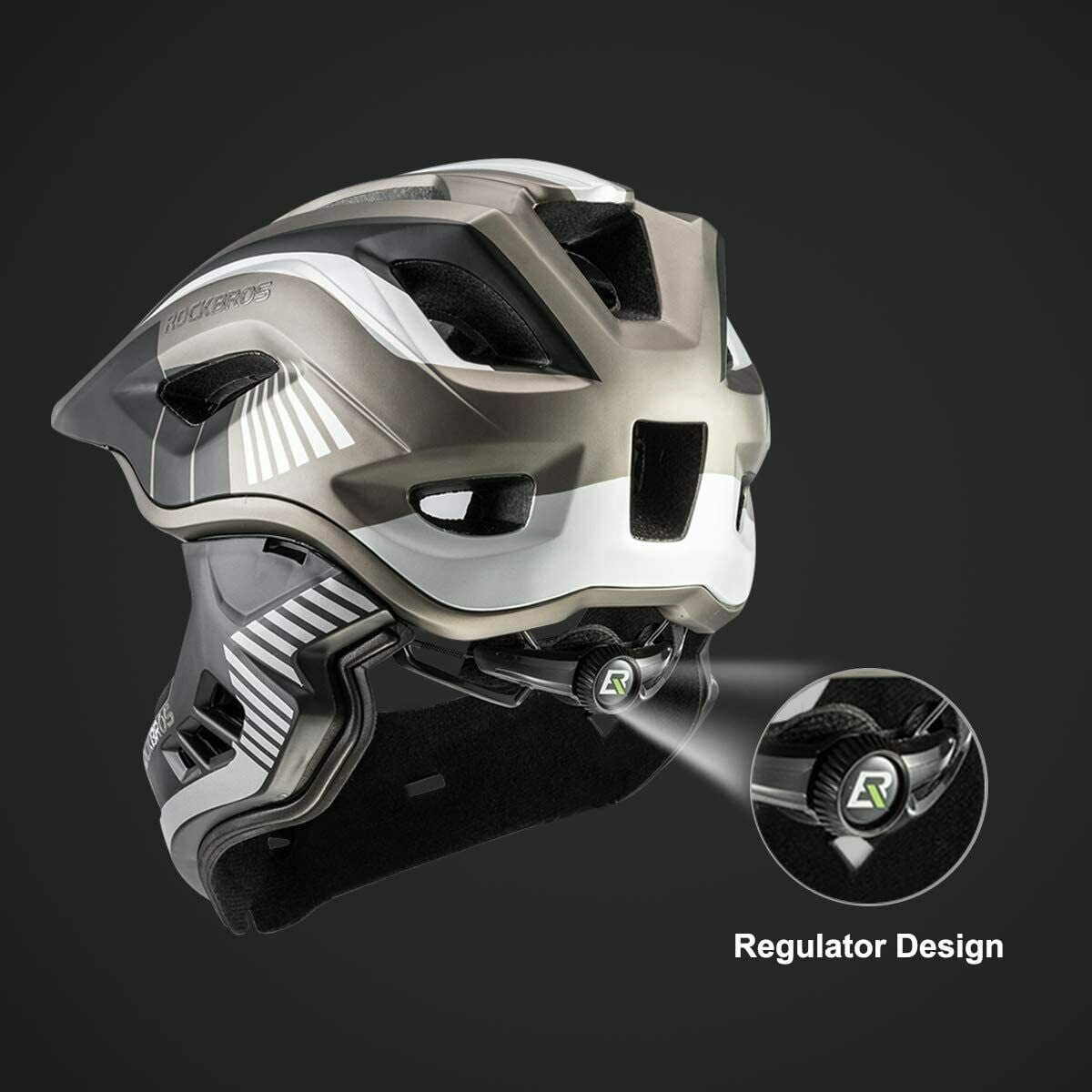 ROCKBROS Kids Full Face Bike Helmet, Fits 53-58cm, for Boys Girls Ages 6-12, Multi-Sport Adjustable Helmet for BMX, Scooter, Cycling