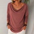 thumbnail image 2 of Long Sleeve Shirts for Women Fall Fashion Must Have Women's Clothing Crew Neck Casual Ladies Tops And Blouses Knit Womens Sweatshirt Brown, 2 of 9