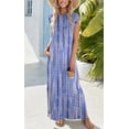 thumbnail image 2 of Vestido largo Zeagoo con estampado floral dividido, azul de verano, XXL, para mujer, 2 of 6