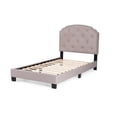 thumbnail image 2 of Pemberly Row Twin Burlap Fabric Upholstered Bed Frame with Slats in Light Brown, 2 of 9