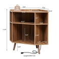 thumbnail image 7 of YOCWO Triangle Record Player Stand with Charging Station, Turntable Stand Table Holds Max 200 Albums, Corner Vinyl Record Storage Cabinet with Wood Legs for Living Room Bedroom Office, Walnut, 7 of 7
