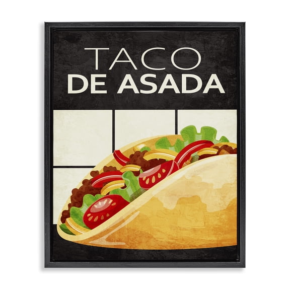 Stupell Industries Taco Classic Meal Food & Beverage Painting Black Floater Framed Canvas Art Print Wall Art, 17 x 21