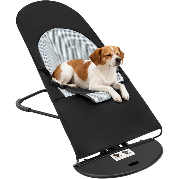 Cat Dog Rocking Chair, Portable Foldable Breathable Pet Bed with 3-Level Adjustable Height, No Installation Required, Easy to Clean for Small Dogs Cats Up to 33lbs