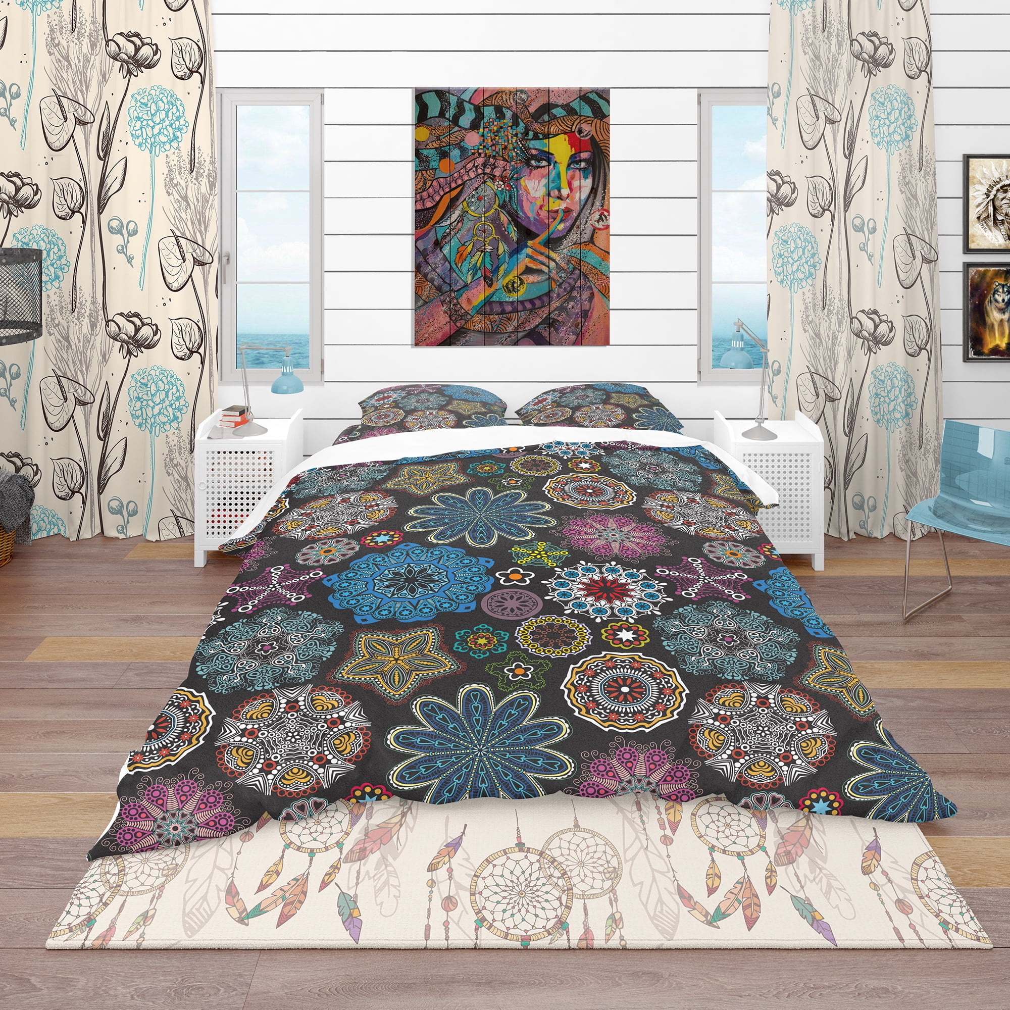 Designart 'Ornate Floral Texture' Bohemian & Eclectic Duvet Cover Set