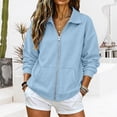 thumbnail image 2 of Full Zip Up Sweatshirt Women No Hood Oversized Casual Long Sleeve Collared Jacket 2026 Fall Winter Loose Clothes, S-3XL, 2 of 5