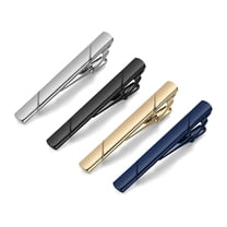Designice Tie Clips for Men, Black Gold Blue Gray Silver Tie Bar Set for Regular Ties, Luxury Box Gift Ideas