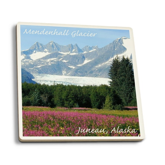 Juneau, Alaska, Mendenhall Glacier (Absorbent Ceramic Coasters Set of 4 Matching Images, Cork Back, Kitchen Table Decor)