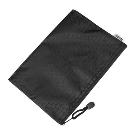 Unique Bargains Unique Bargains Black Zip up Nylon Hex Pattern A5 Paper Files Bags Holder