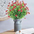 thumbnail image 3 of 24 Bundles Artificial Flowers for Spring Decoration, Outdoor UV Resistant Fake Flowers No Fade Faux Plastic Plants for Indoor Outside Window Box Porch Hanging Basket Decor (Red-eucalyptus), 3 of 7