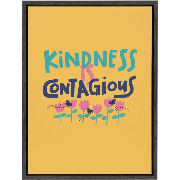 Kate and Laurel Words, Black Framed Canvas Art Print, 18x24